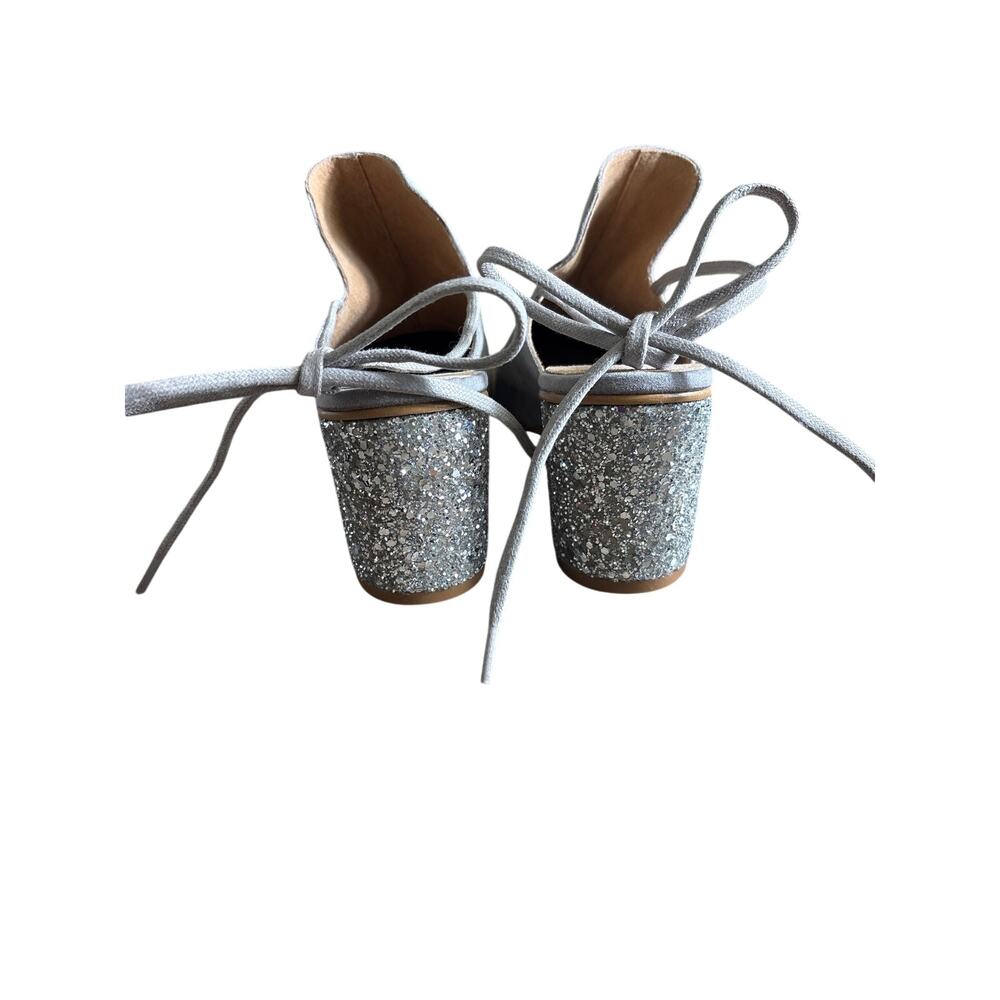 NWOB Free People Gray Suede Mid Heel Mule with Silver Sparkle Heel Sz 40 (9.5) - Picture 3 of 6
